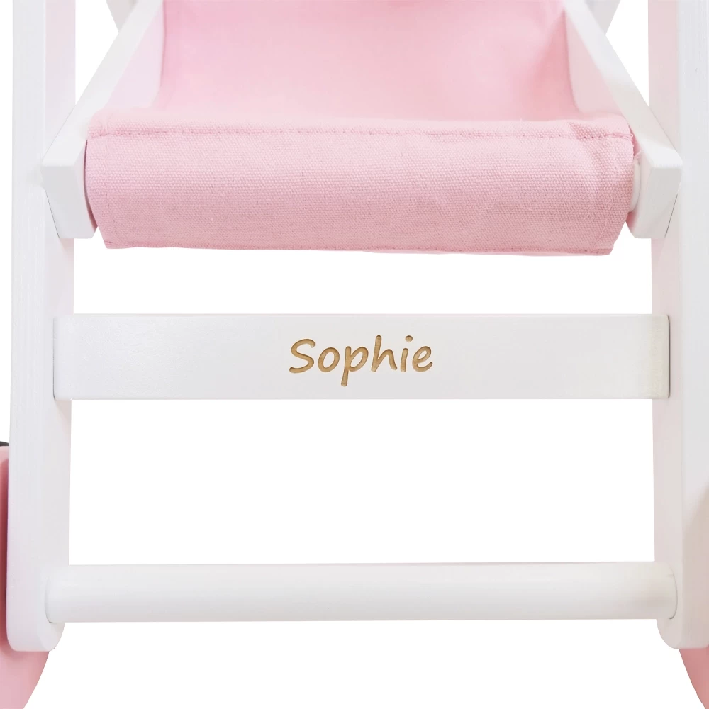  Graveren naam poppenbuggy Lovely Pink-White