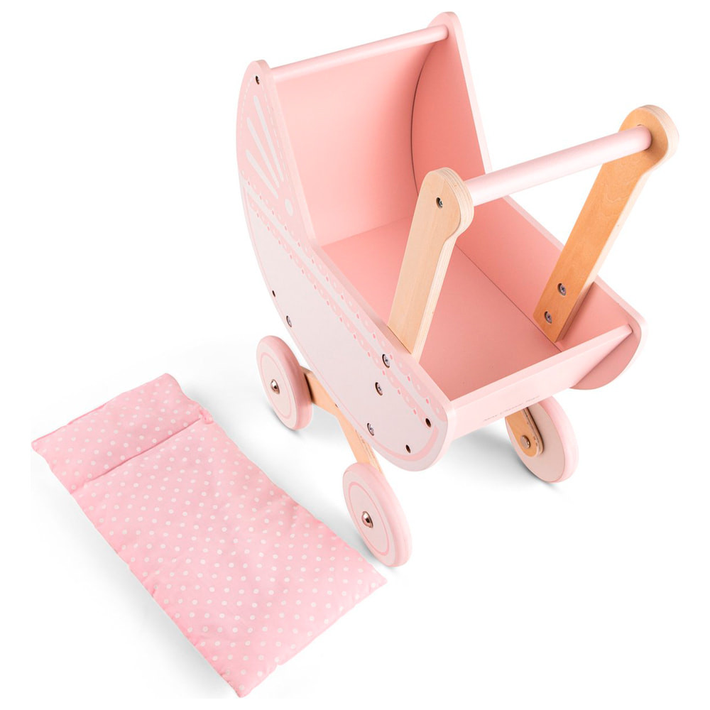 Geheugen Strippen bodem New Classic Toys Poppenwagen roze met beddengoed | Poppenwagens.nl