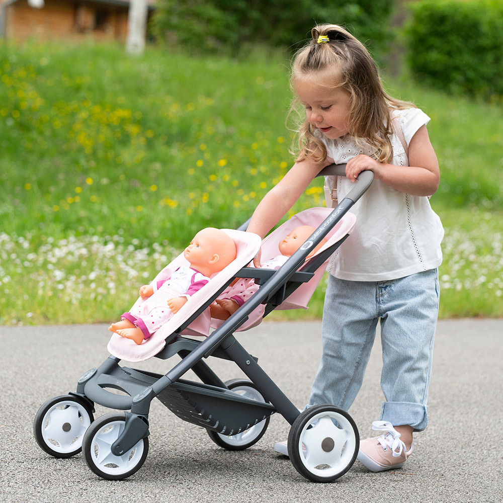 vaak lengte Emigreren Smoby Quinny Tweeling Buggy lichtroze | Poppenwagens.nl