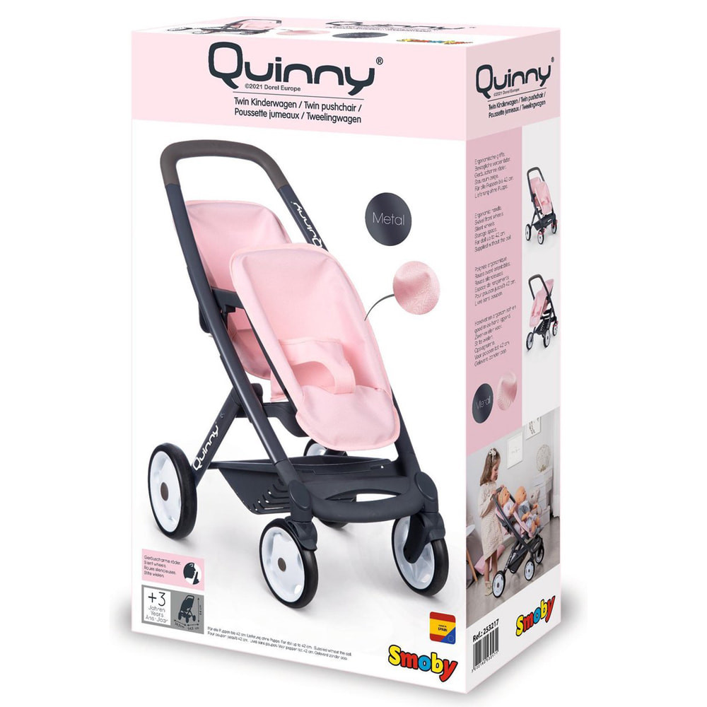 vaak lengte Emigreren Smoby Quinny Tweeling Buggy lichtroze | Poppenwagens.nl