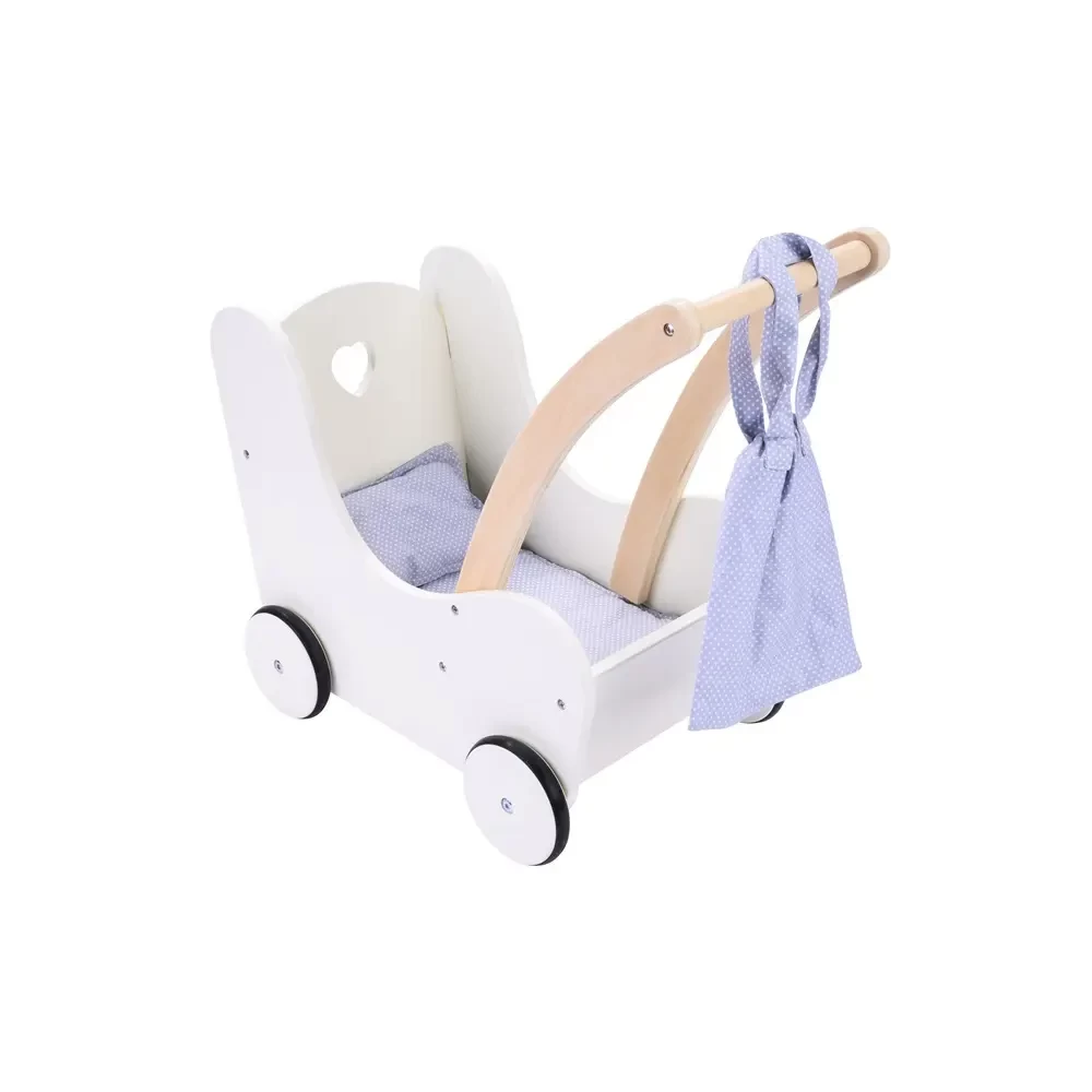  Poppenwagen wit-grijs met opbergtas